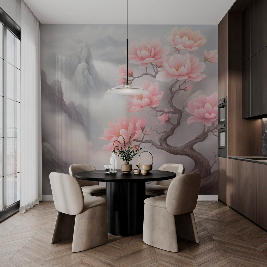 Tree with pink flowers on it