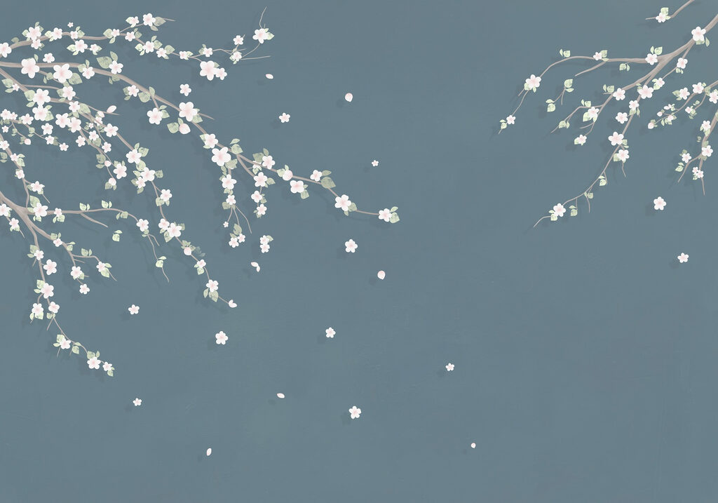 Boomtak met witte bloemen Boomtak met witte bloemen