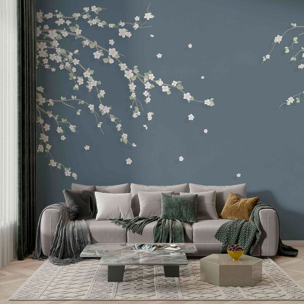 Boomtak met witte bloemen Boomtak met witte bloemen