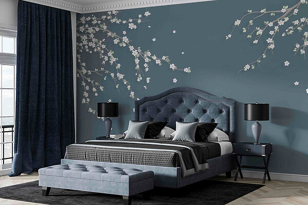Boomtak met witte bloemen Boomtak met witte bloemen