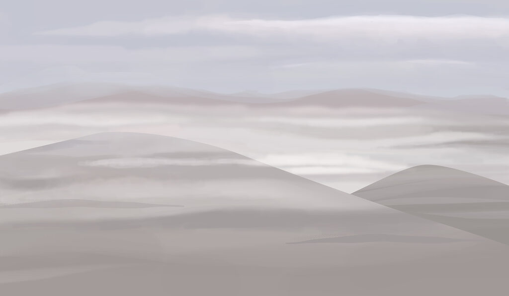 Landschap met heuvels en wolken Landschap met heuvels en wolken