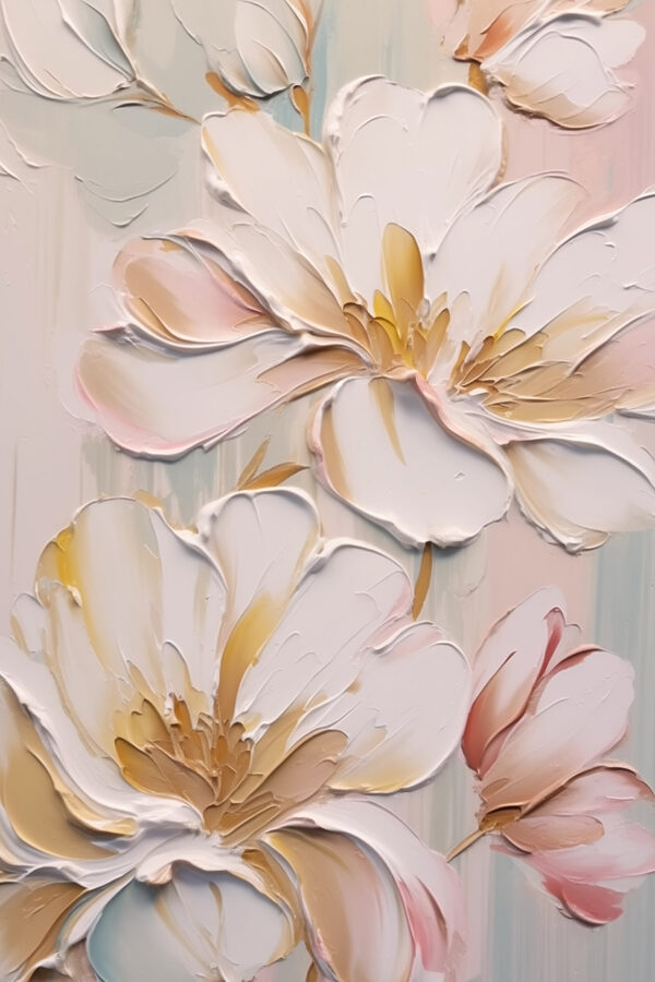 Schilderij van bloemen op een muur Schilderij van bloemen op een muur