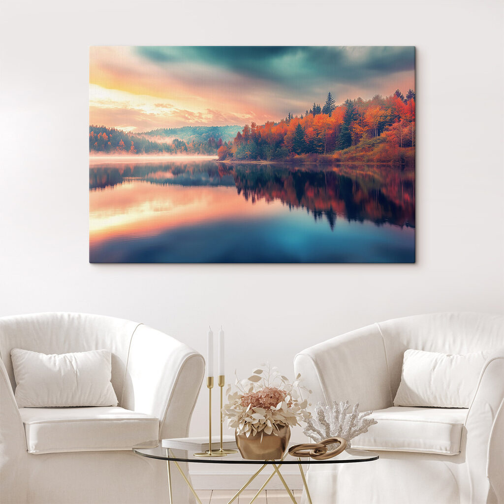 Lake with trees and clouds in the sky