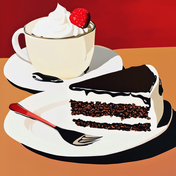 Stukje cake en een kopje koffie Stukje cake en een kopje koffie