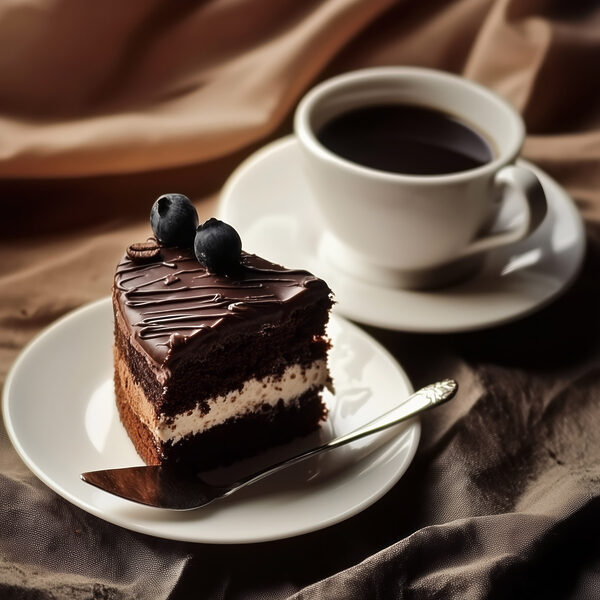 Stukje cake en een kopje koffie Stukje cake en een kopje koffie