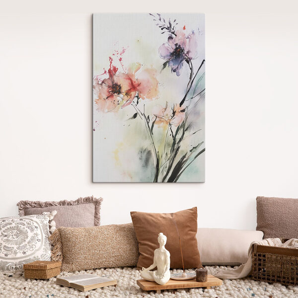 Schilderij van bloemen op een wit oppervlak Schilderij van bloemen op een wit oppervlak