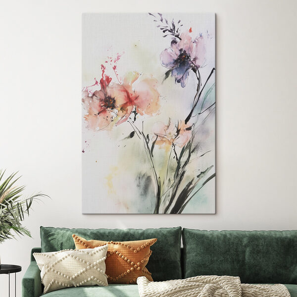 Schilderij van bloemen op een wit oppervlak Schilderij van bloemen op een wit oppervlak