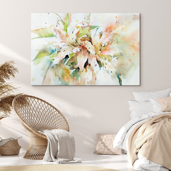 Schilderij van bloemen op een wit oppervlak Schilderij van bloemen op een wit oppervlak
