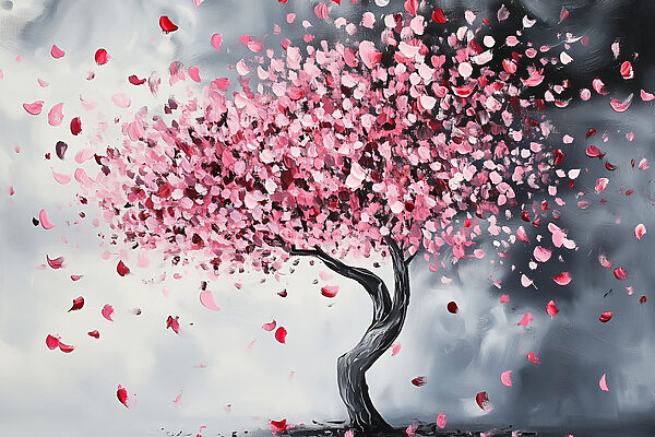 Boom met roze bloemblaadjes Boom met roze bloemblaadjes