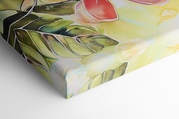 Schilderij van een papegaai op een tak met bloemen Schilderij van een papegaai op een tak met bloemen