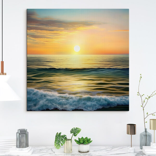Zonsondergang boven water Canvas Schilderijen Zonsondergang boven water