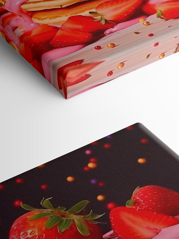 Stapel pannenkoeken met roze glazuur en aardbeien Stapel pannenkoeken met roze glazuur en aardbeien