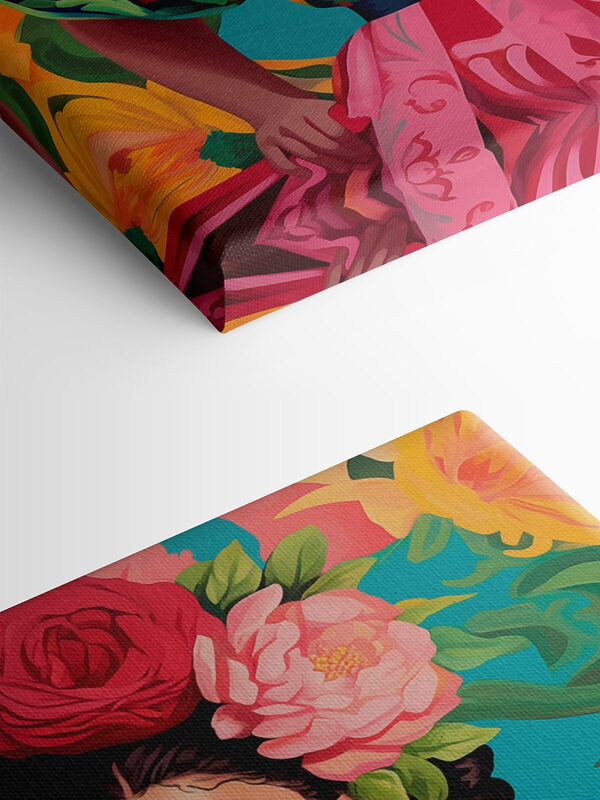 Vrouw die een kleurrijke jurk draagt met bloemen in haar haar Vrouw die een kleurrijke jurk draagt met bloemen in haar haar