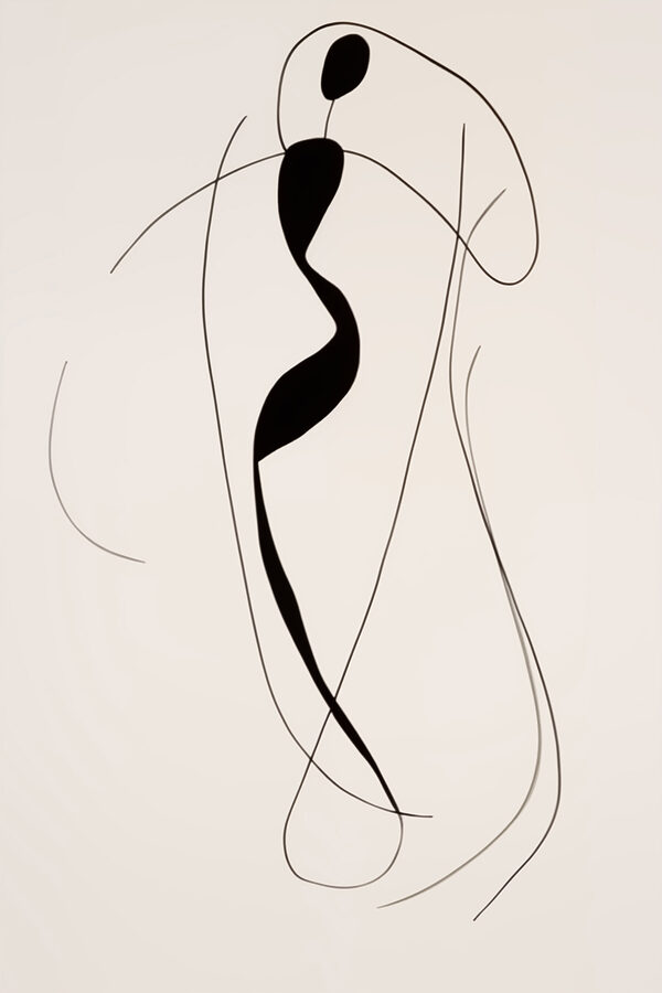 Zwart-wit tekening van een vrouw Zwart-wit tekening van een vrouw