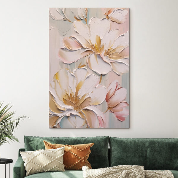 Schilderij van bloemen op een muur Schilderij van bloemen op een muur