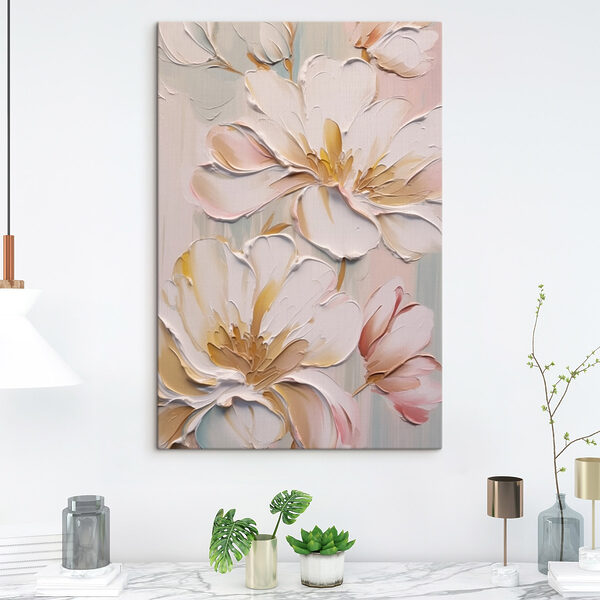 Schilderij van bloemen op een muur Schilderij van bloemen op een muur