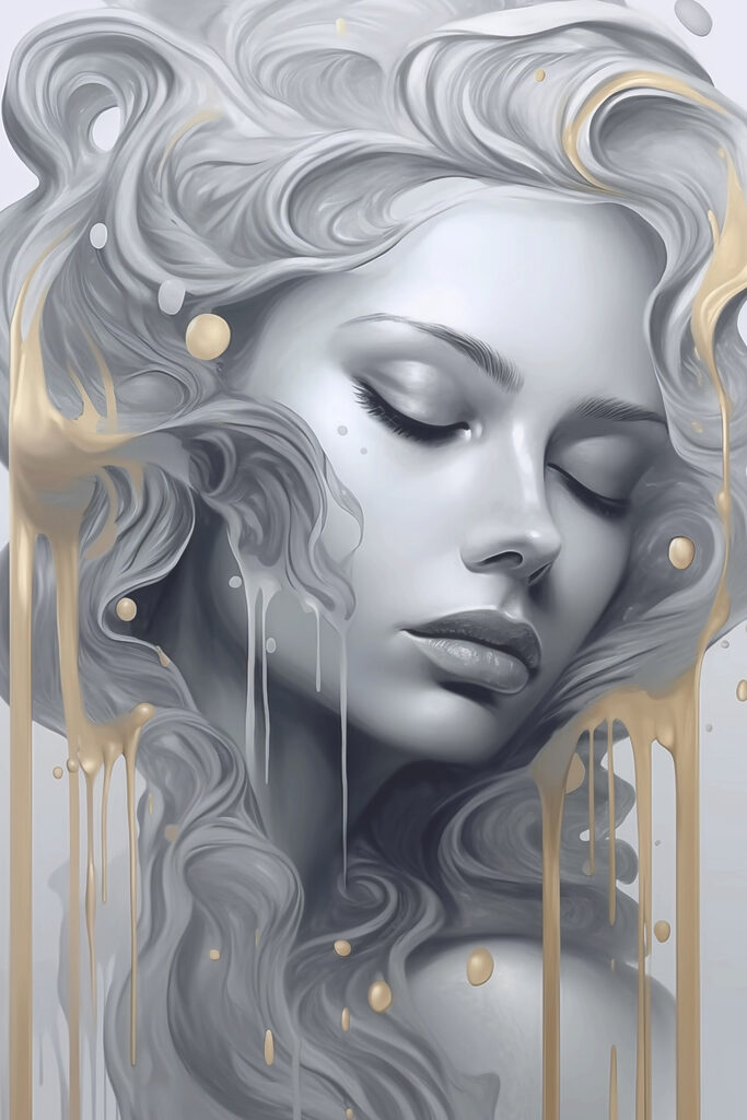 Woman with long hair and flowing hair