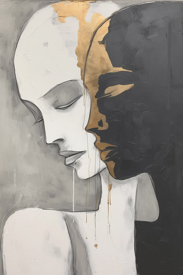 Schilderij van een man en vrouw Schilderij van een man en vrouw
