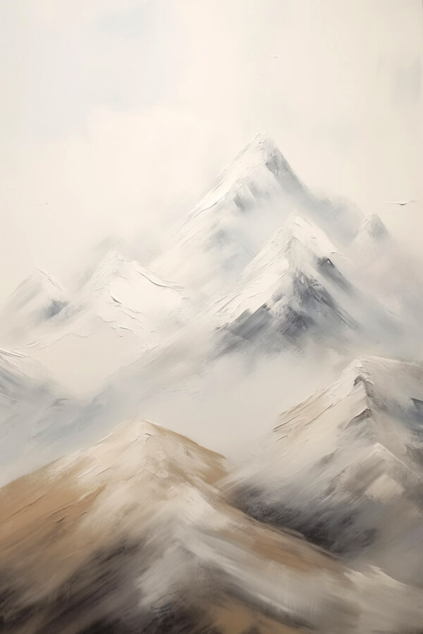 Schilderij van bergen met sneeuw Schilderij van bergen met sneeuw