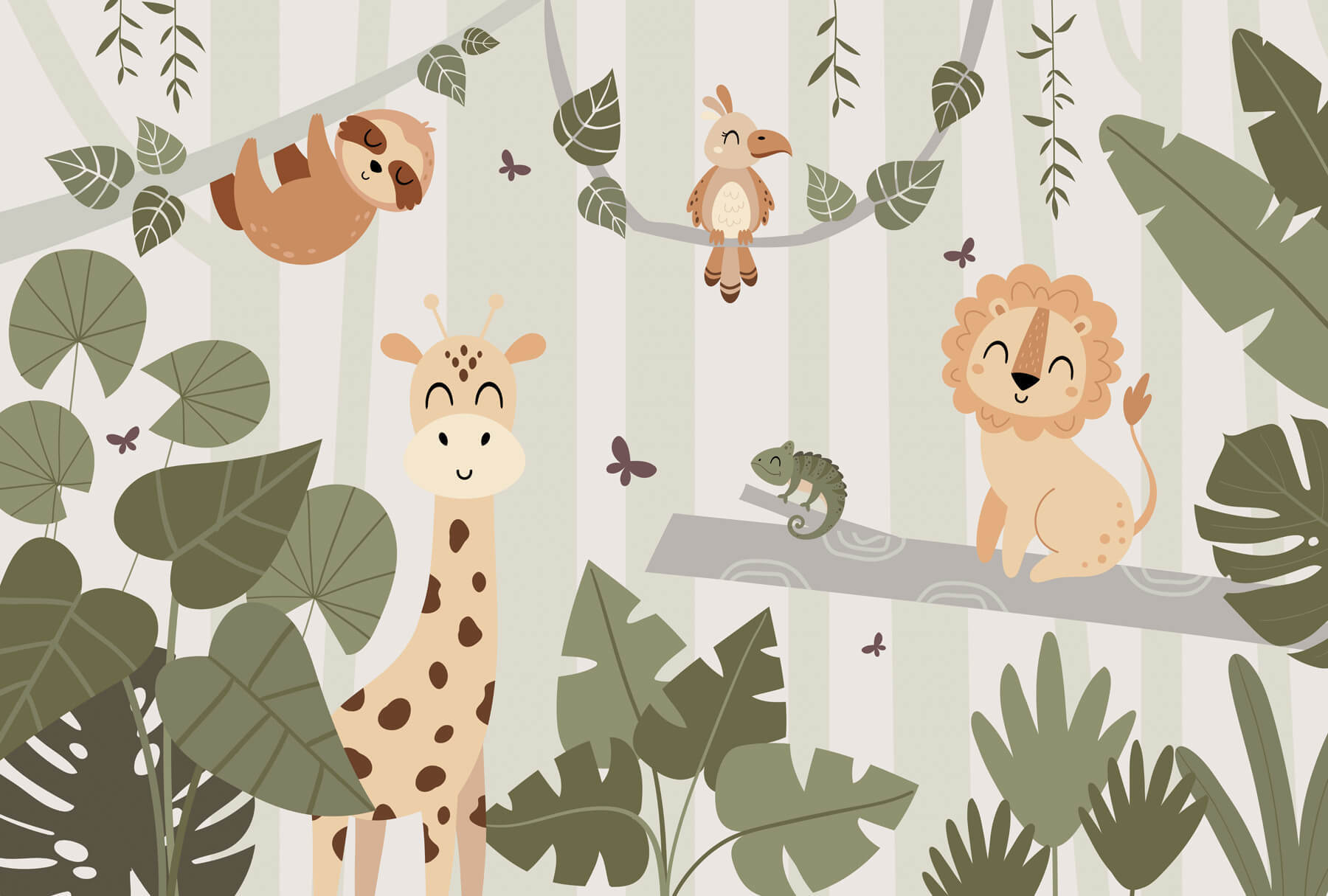 Cartoon of animals in a jungle Cartoon of animals in a jungle