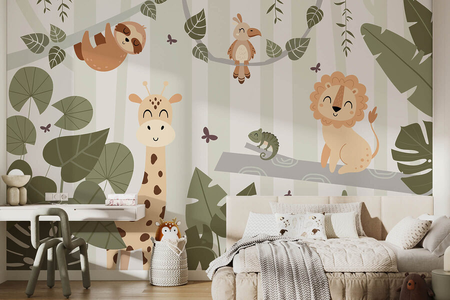 Beeldverhaal van dieren in een jungle Beeldverhaal van dieren in een jungle