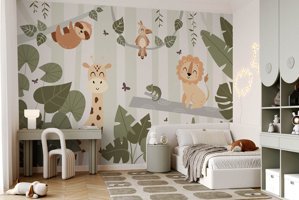 Cartoon of animals in a jungle Cartoon of animals in a jungle