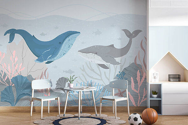 Walvis en walvis onder water Walvis en walvis onder water