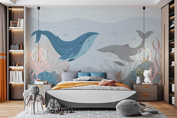 Walvis en walvis onder water Walvis en walvis onder water
