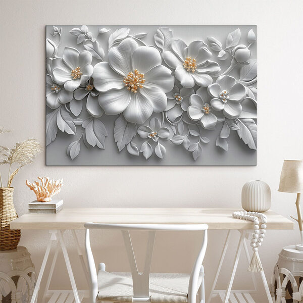 Canvas prints White flowers and leaves Canvas prints White flowers and leaves