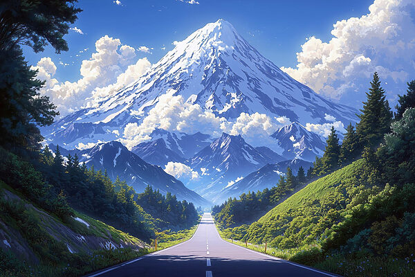 Weg naar een berg Weg naar een berg