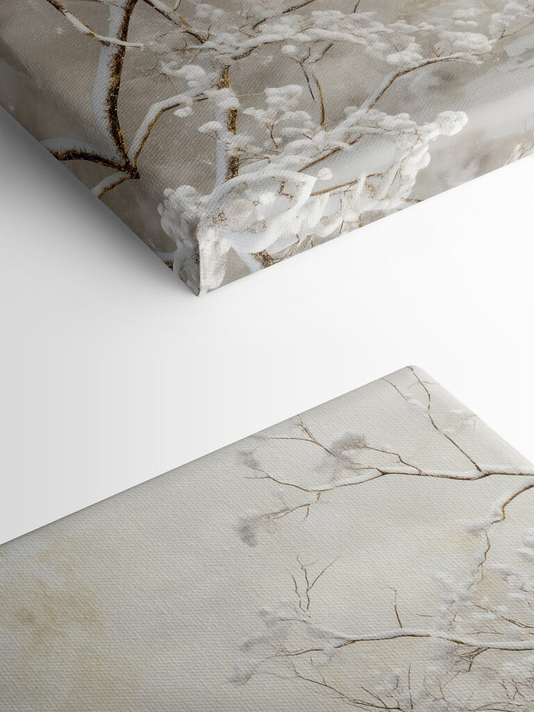 Snow covered trees in a snowy landscape