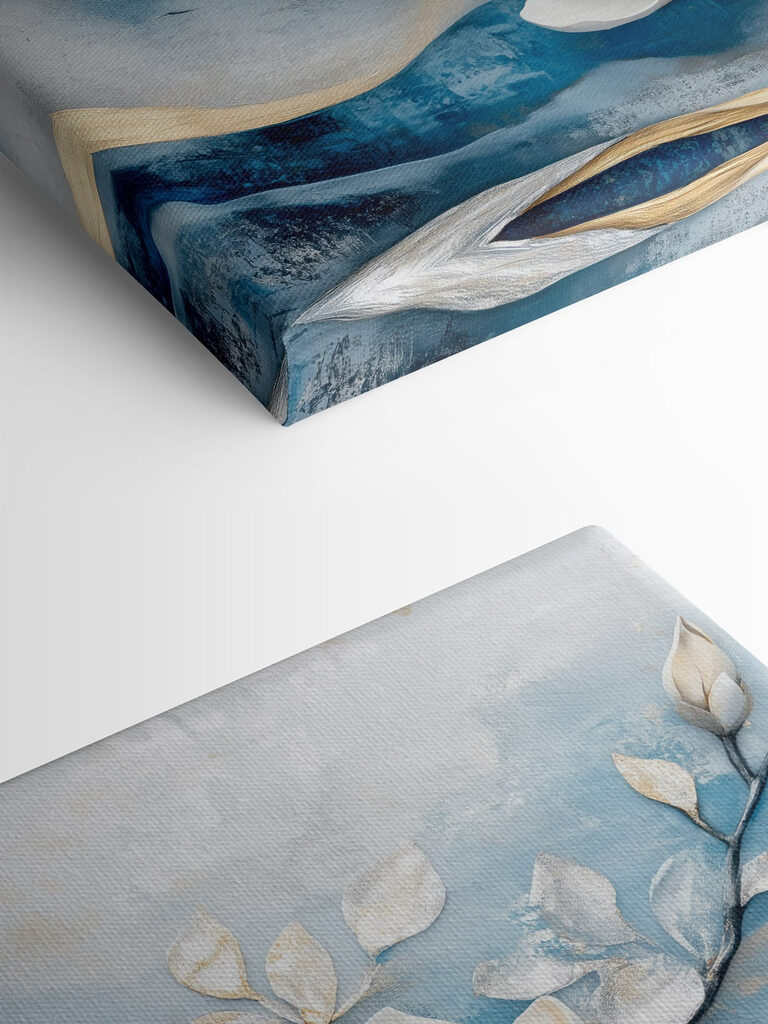 White flowers on a blue background