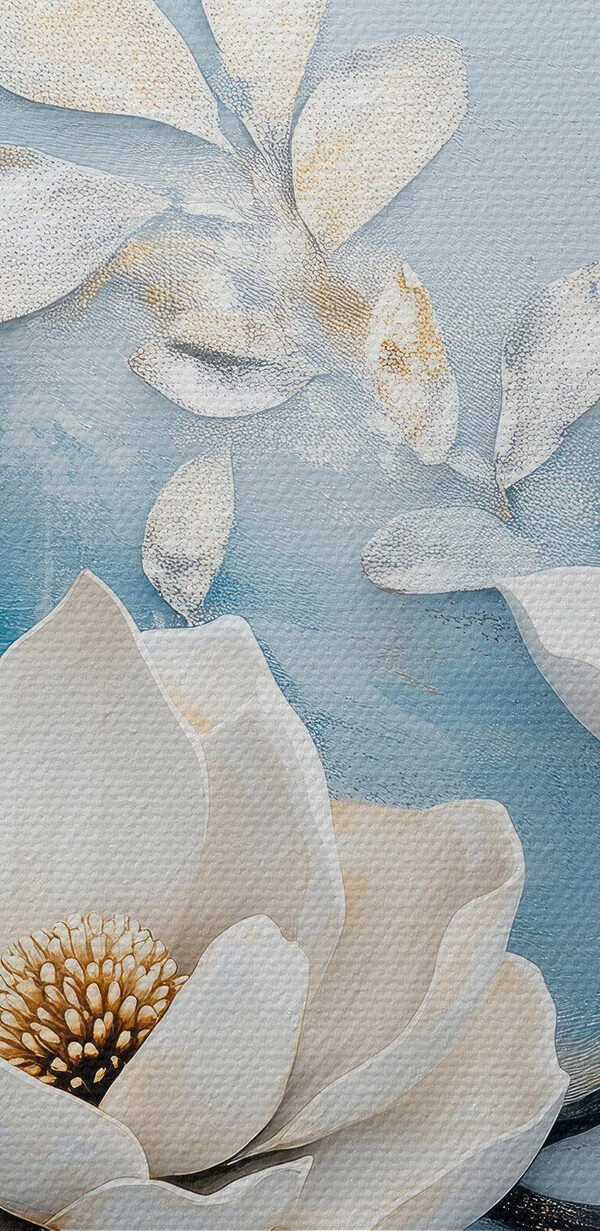 Witte bloemen op een blauwe achtergrond Witte bloemen op een blauwe achtergrond