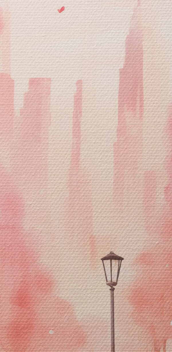 Roze bomen met hartjes die uit de lucht vallen Roze bomen met hartjes die uit de lucht vallen