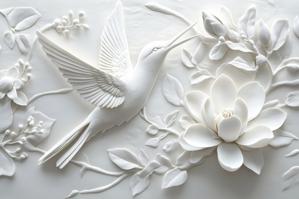 White bird and flower