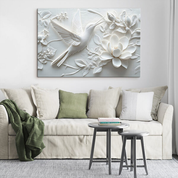 Witte vogel en bloem Witte vogel en bloem