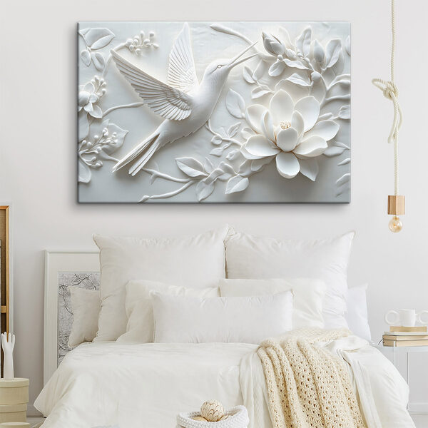 Witte vogel en bloem Witte vogel en bloem