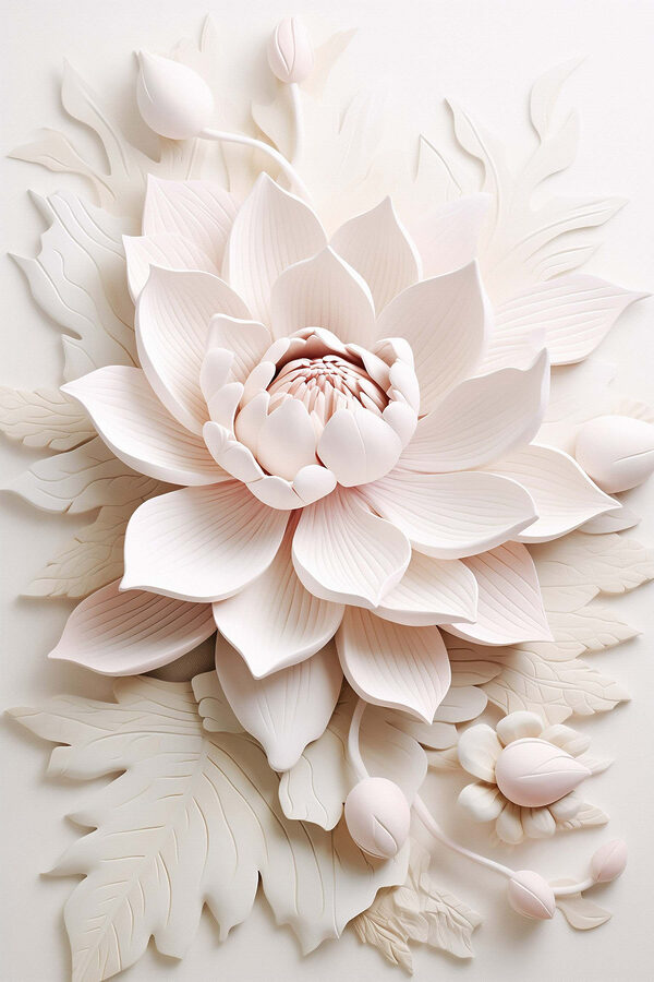Witte bloem met bladeren Witte bloem met bladeren