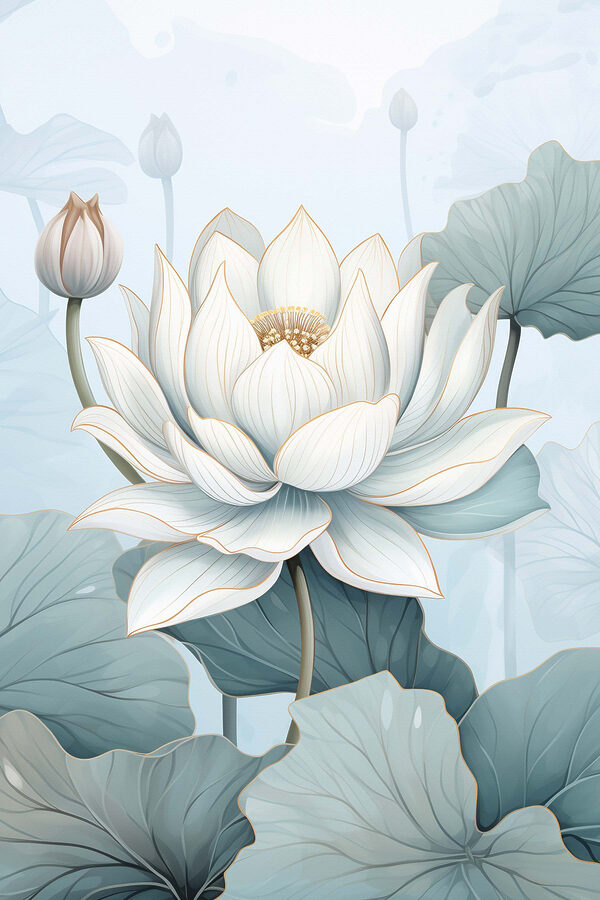 Witte bloem met groene bladeren Witte bloem met groene bladeren
