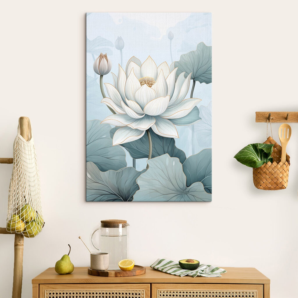 White flower with green leaves