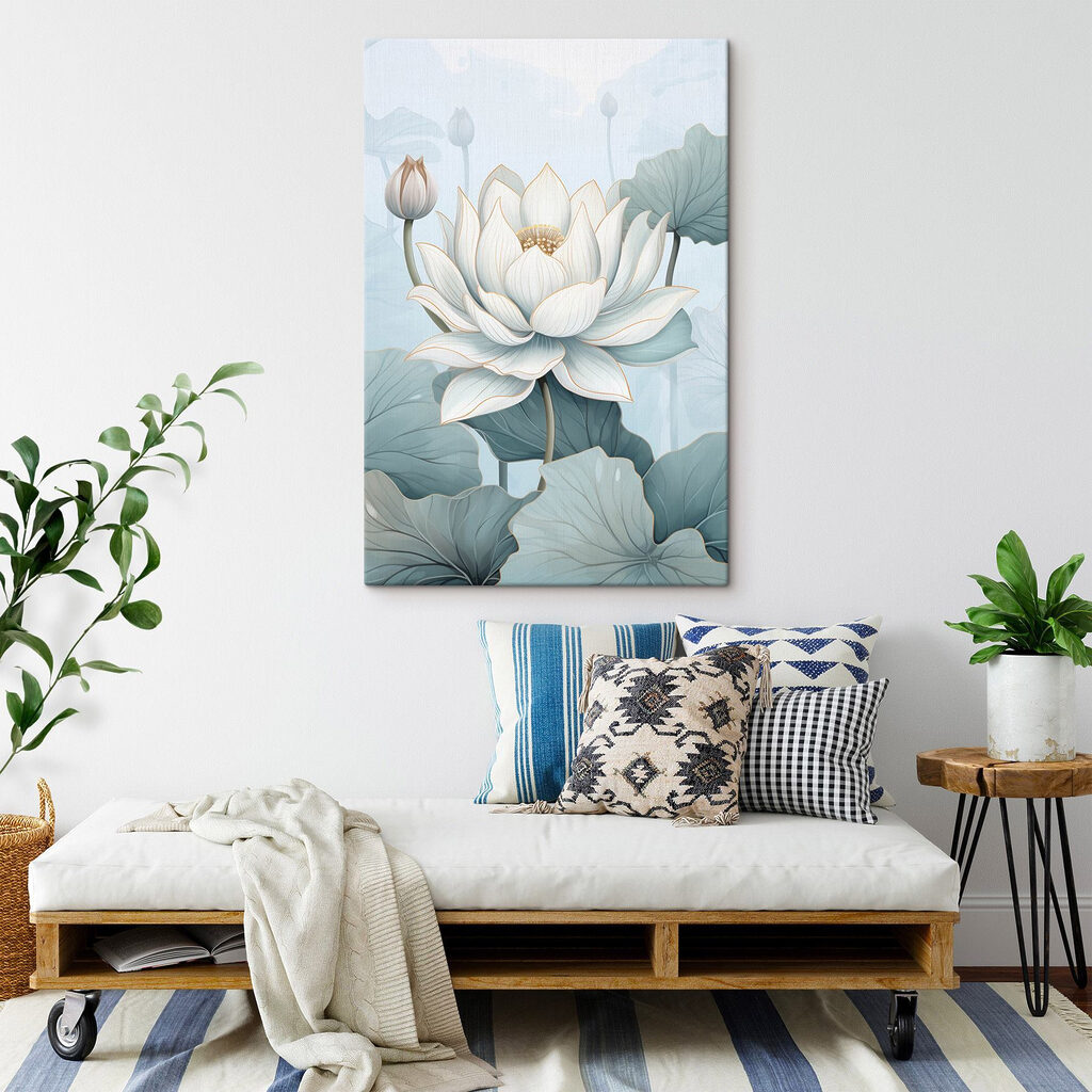 White flower with green leaves