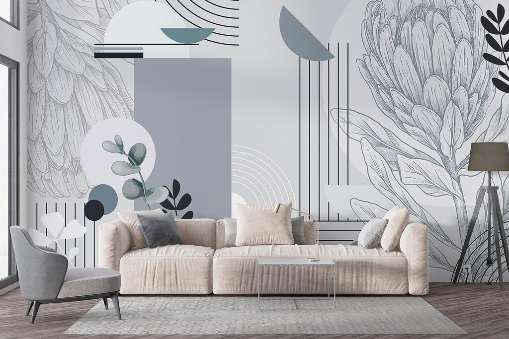 Wallpaper with a flower and leaves Wallpaper with a flower and leaves