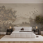 Fotobehang Landschap met bomen en een rivier