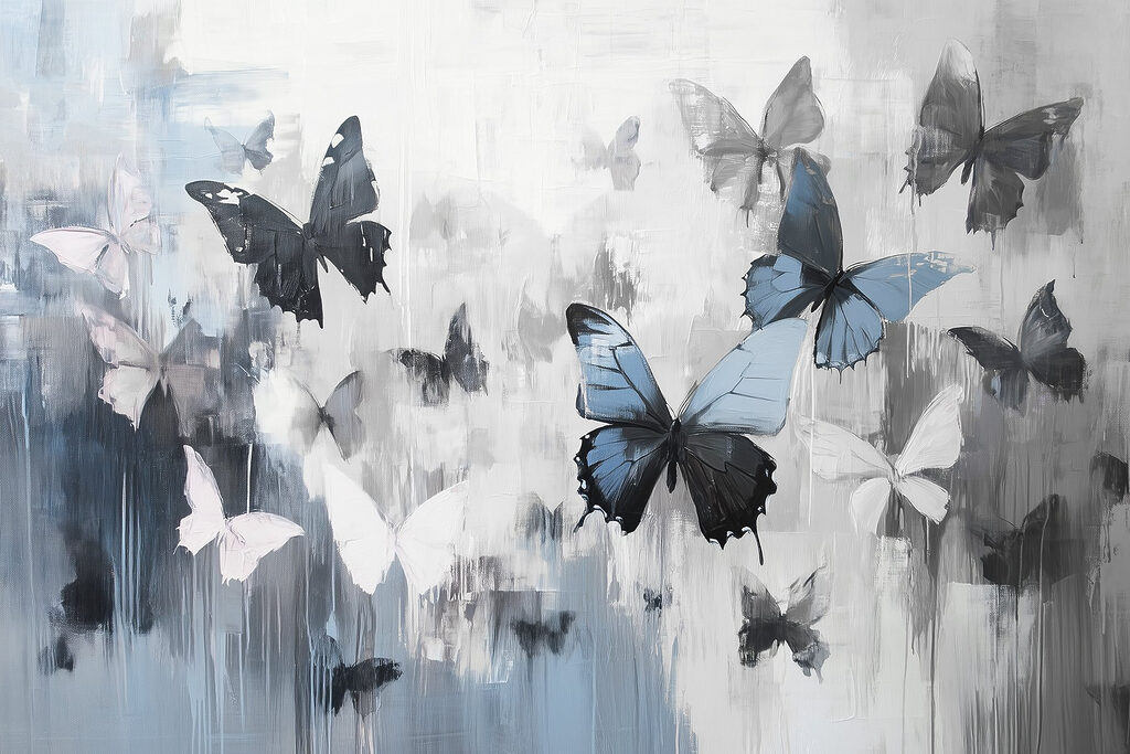 Schilderij van vliegende vlinders Schilderij van vliegende vlinders