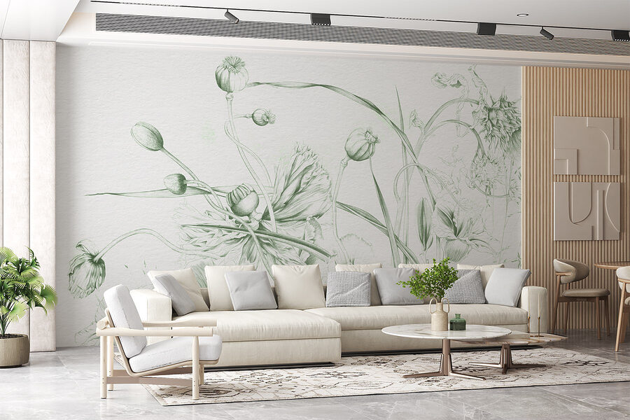 Tekening van bloemen en bladeren