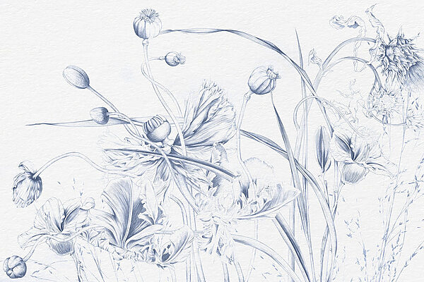 Tekening van bloemen en bladeren Tekening van bloemen en bladeren