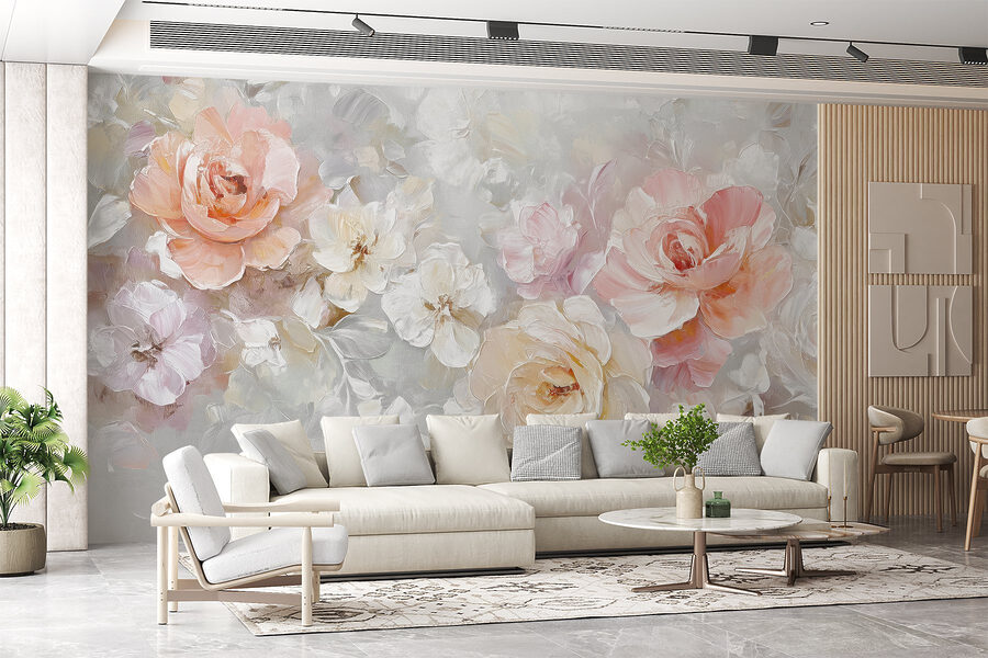 Schilderij van bloemen op een wit oppervlak