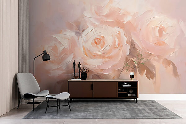 Schilderij van bloemen op een wit oppervlak Schilderij van bloemen op een wit oppervlak