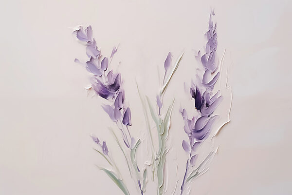 Schilderij van paarse bloemen Schilderij van paarse bloemen