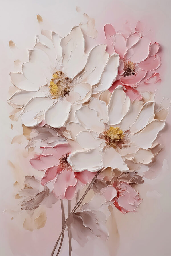 Schilderij van bloemen op een muur Schilderij van bloemen op een muur